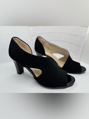 Lifestride Black Peep-Toe Dress Heels EUC